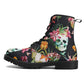 Floral skull men women boots, Floral skull boots, skeleton horror halloween skull boots, Gothic skull grim reaper leather rose skull boots