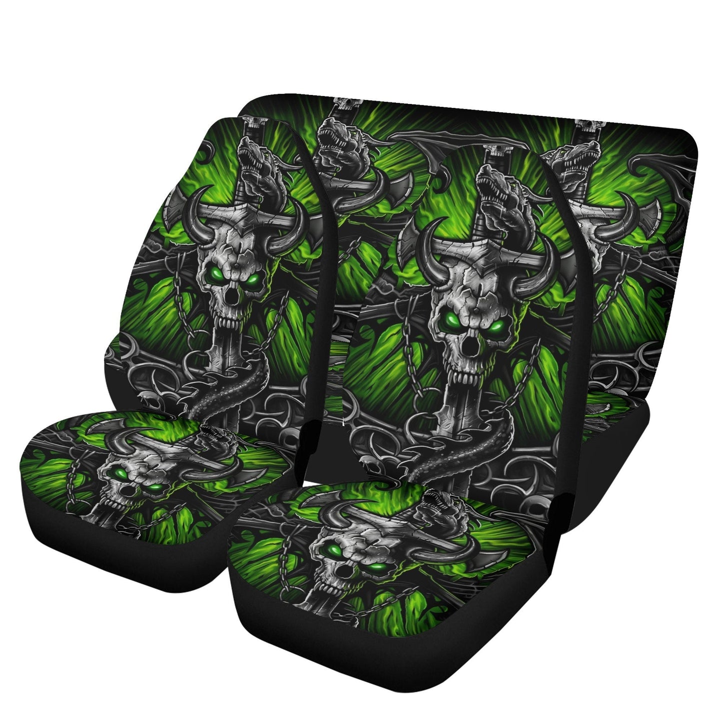 Dragon Skull car seat cover car mat, skull mat seat cover for car, Skeleton skull seat cover mat for car, Halloween skull mat cover for car