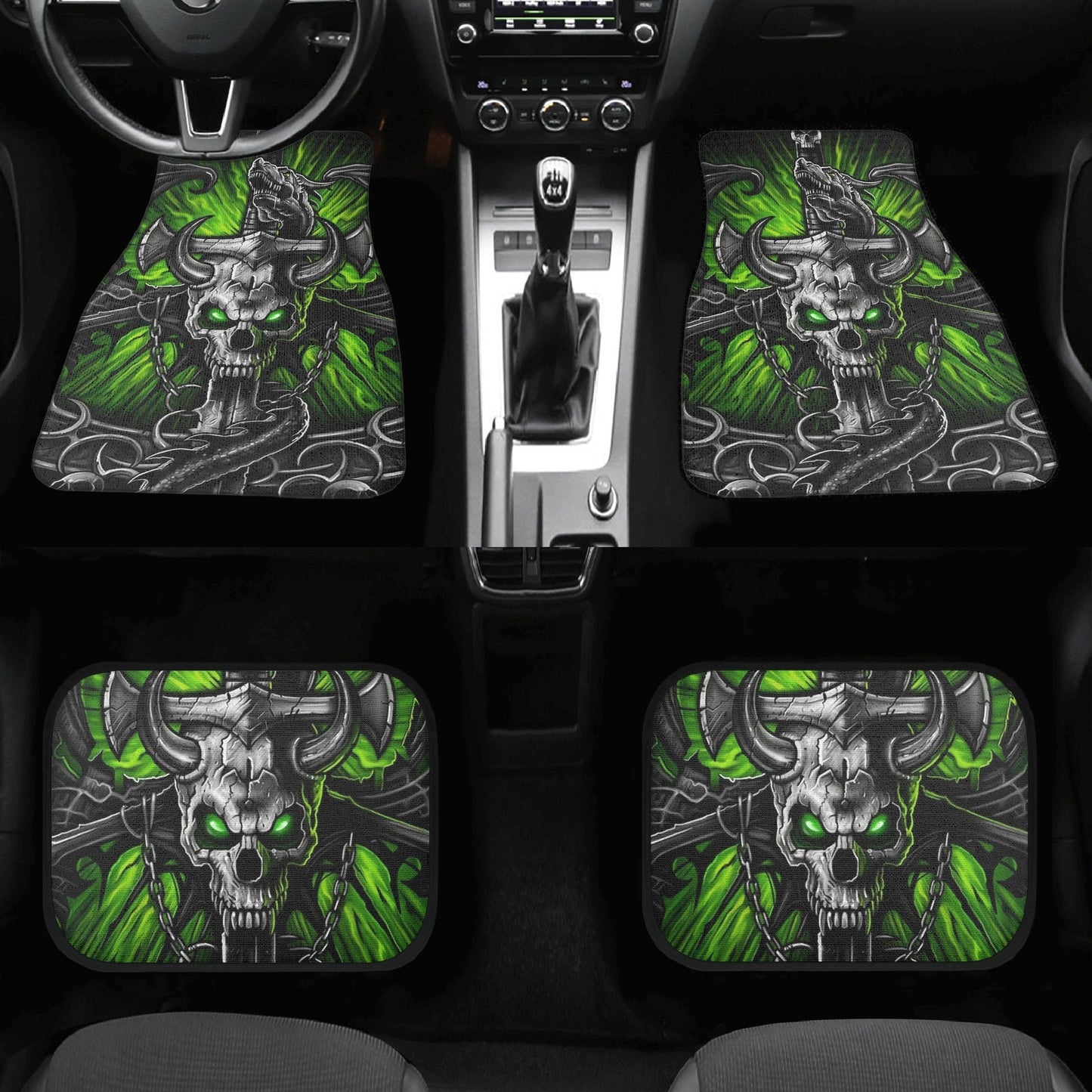 Dragon Skull car seat cover car mat, skull mat seat cover for car, Skeleton skull seat cover mat for car, Halloween skull mat cover for car