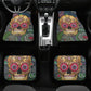 Sugar skull seat cover for car, Day of the dead Seat Covers mat for car, Candy skull car seat protector accessories skull seat cover for car