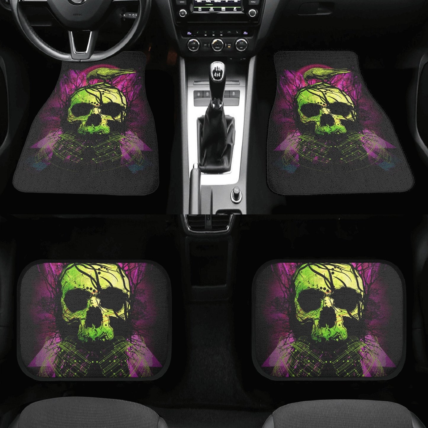 Gothic Skull Seat Cover for car skull mat for car Skeleton skull seat cover mat for car Halloween skull car seat cover, skull mat for car