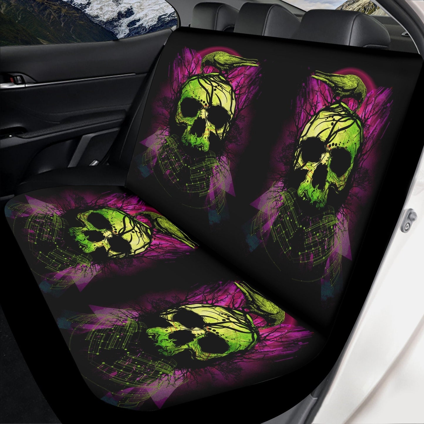 Gothic Skull Seat Cover for car skull mat for car Skeleton skull seat cover mat for car Halloween skull car seat cover, skull mat for car