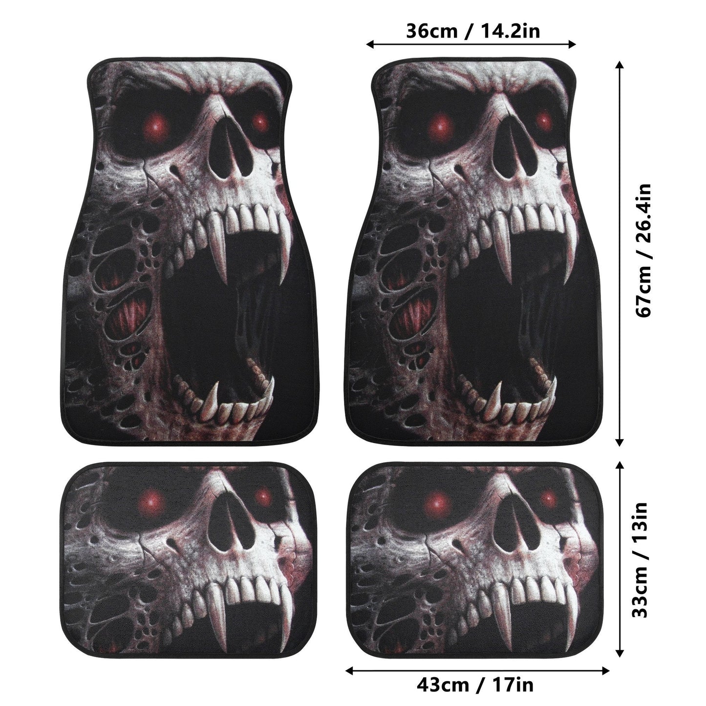 Gothic Skull Seat Cover for car, skull rug for car, Skeleton skull car seat cover mat, Halloween skull evil car seat cover skull mat for car