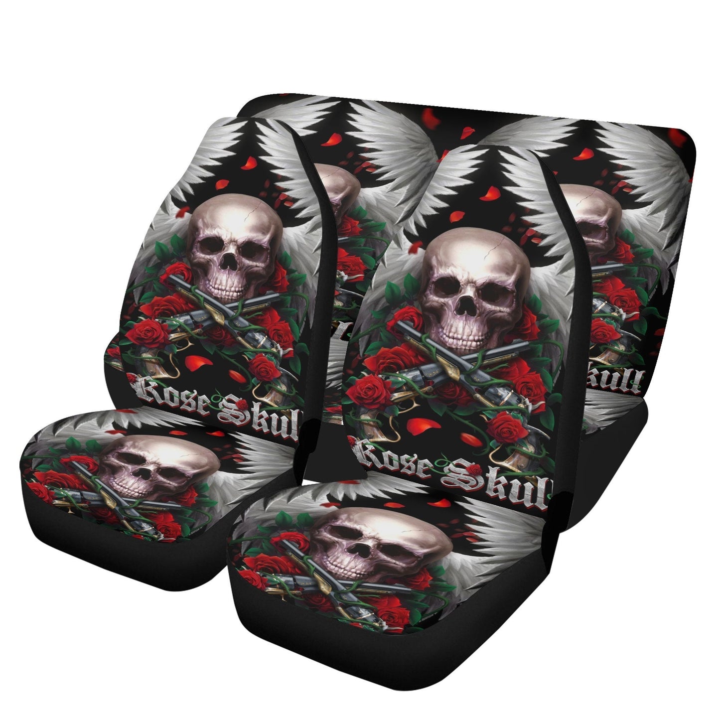 Rose Skull Seat Cover for car, skull rug for car, Skeleton skull car seat cover mat, Halloween skull evil car seat cover skull mat for car