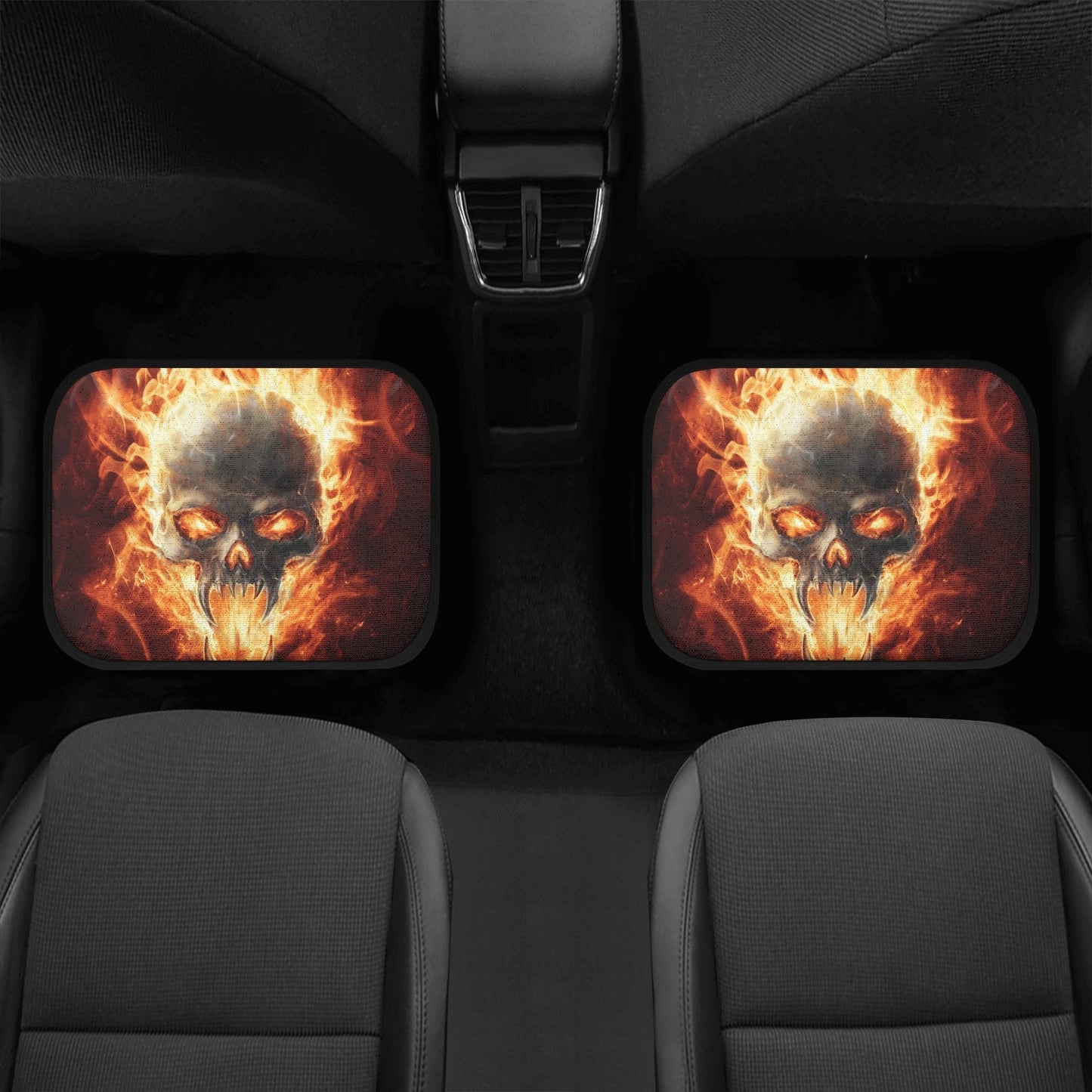 Fire Skull Seat Cover for car, Gothic rug mat for car Fire skull seat cover mat for car Gothic skull car seat cover, skull mat cover for car