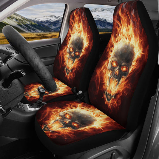 Fire Skull Seat Cover for car, Gothic rug mat for car Fire skull seat cover mat for car Gothic skull car seat cover, skull mat cover for car