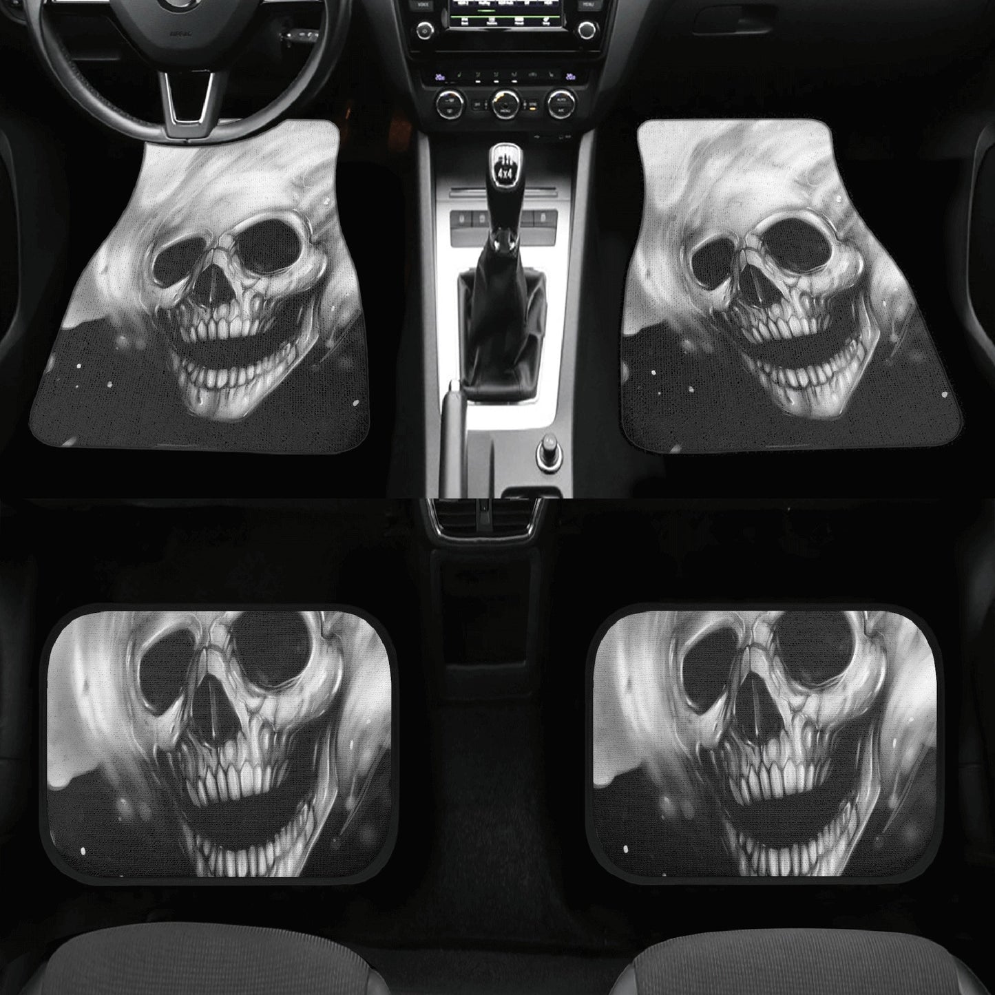 Gothic Skull Seat Cover for car, skull rug for car, Skeleton skull car seat cover mat, Halloween skull evil car seat cover skull mat for car