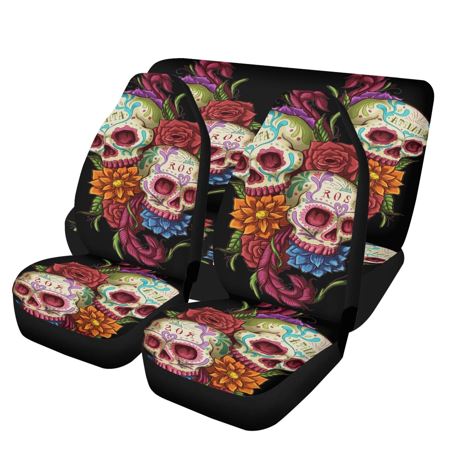 Sugar skull seat cover for car, Dia de los muertos skull Seat Covers mat for car, Candy skull car seat protector skull seat cover for car