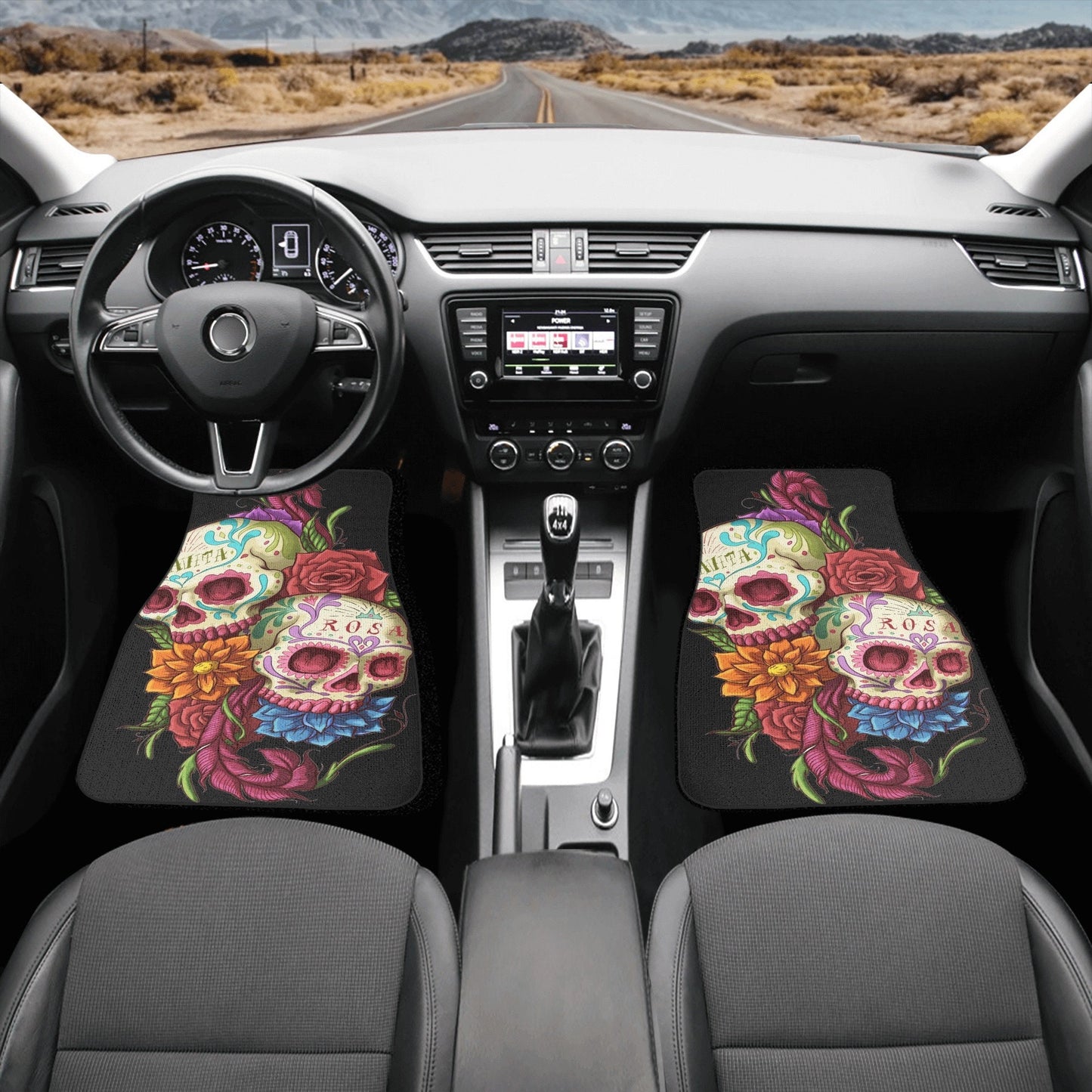 Sugar skull seat cover for car, Dia de los muertos skull Seat Covers mat for car, Candy skull car seat protector skull seat cover for car