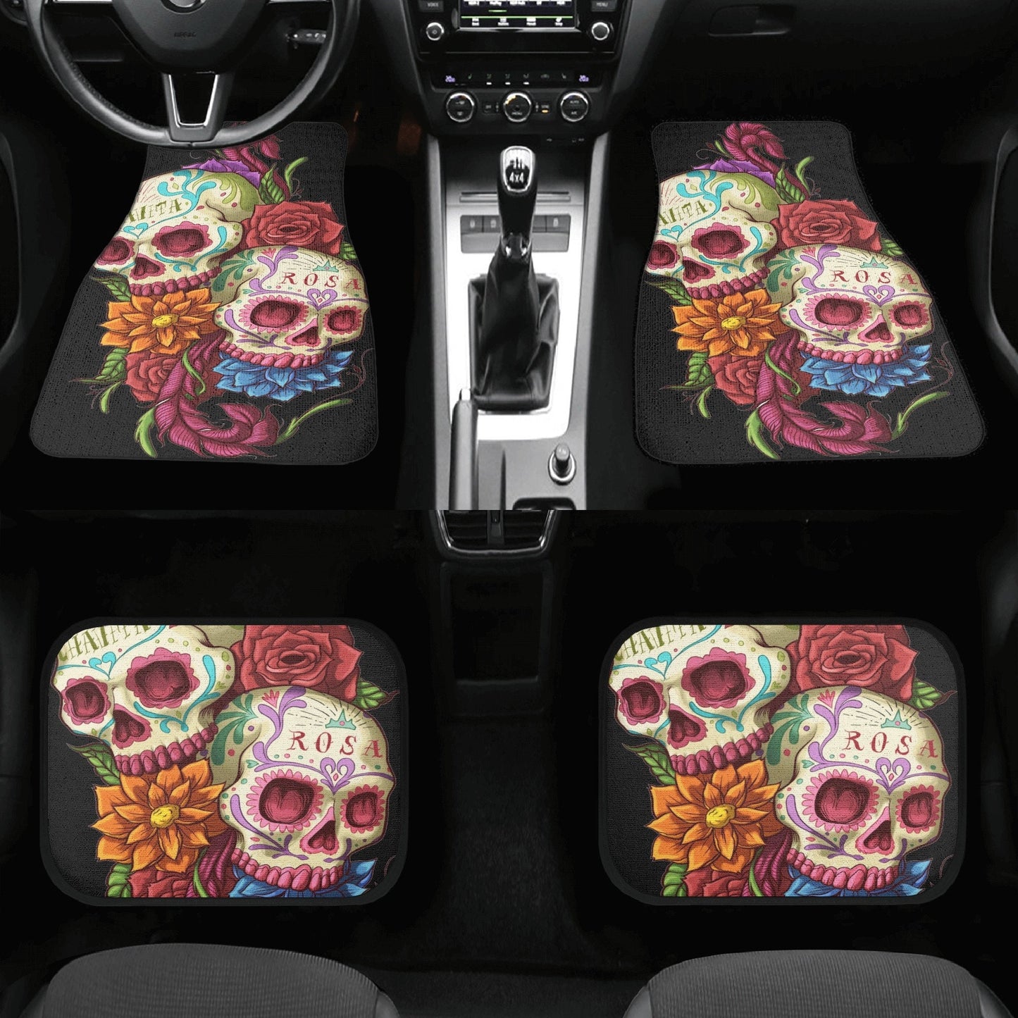 Sugar skull seat cover for car, Dia de los muertos skull Seat Covers mat for car, Candy skull car seat protector skull seat cover for car