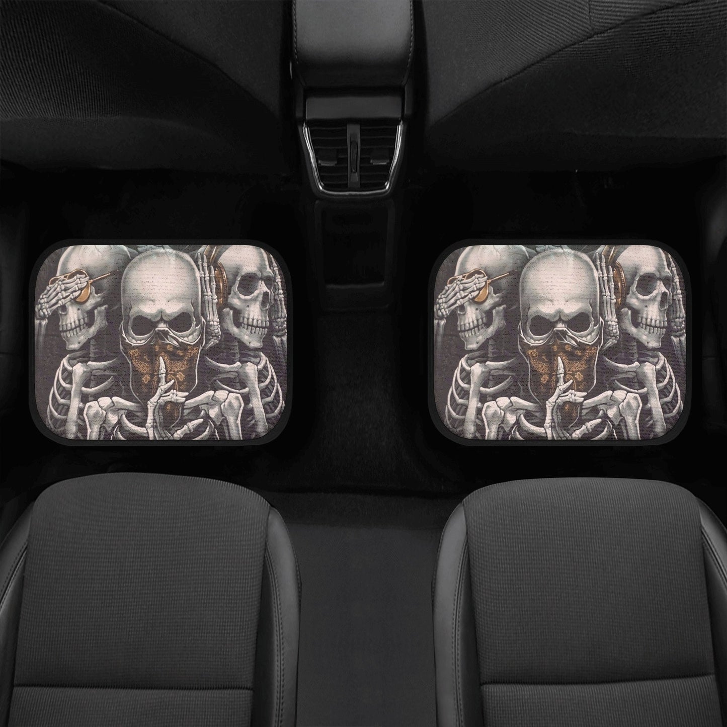 No see no hear no speak Skull Seat Cover rug mat for car, skull car seat cover mat, Halloween skull evil car seat cover skull mat for car