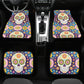 Candy skull seat cover for car, Day of the dead skull Seat Covers mat for car, sugar skull seat cover rug mat for car, skull car seat cover