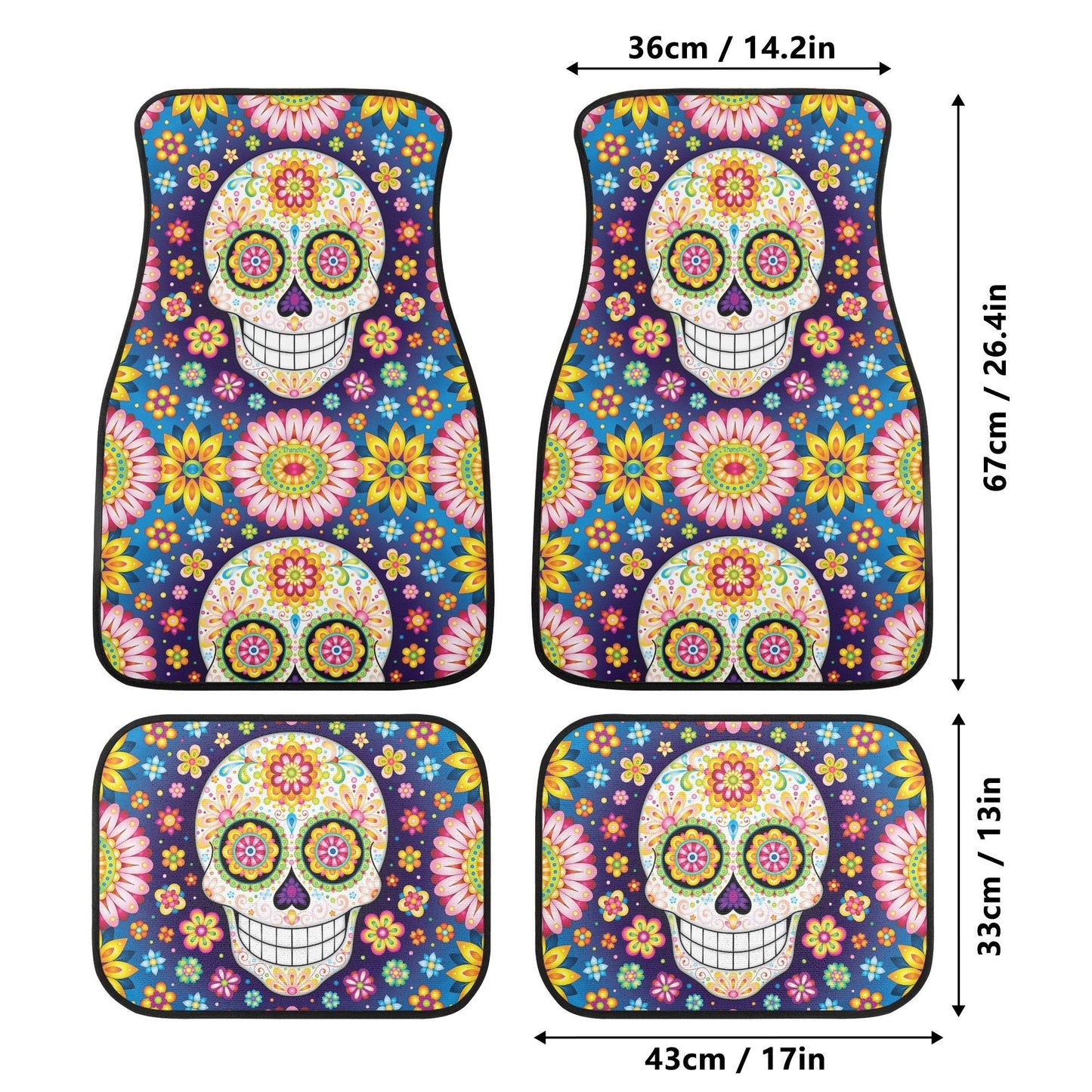 Candy skull seat cover for car, Day of the dead skull Seat Covers mat for car, sugar skull seat cover rug mat for car, skull car seat cover