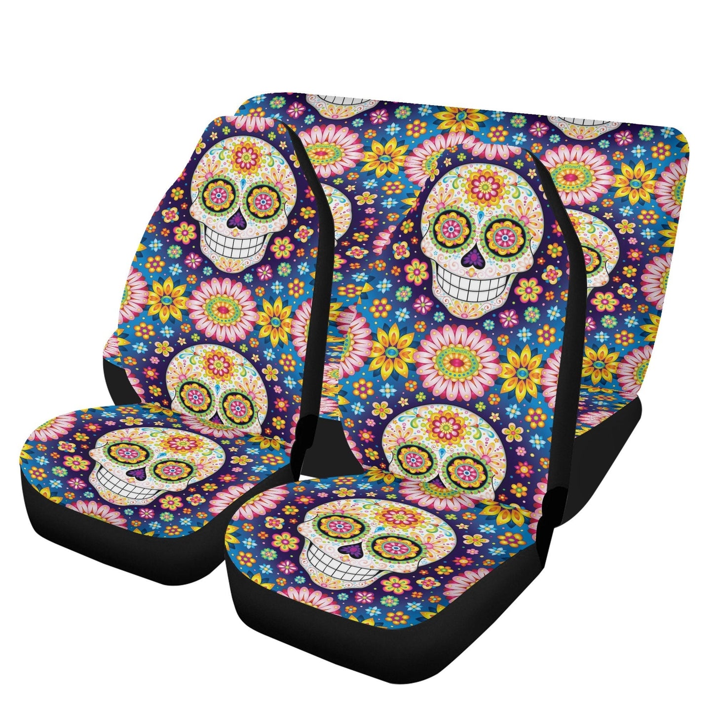Candy skull seat cover for car, Day of the dead skull Seat Covers mat for car, sugar skull seat cover rug mat for car, skull car seat cover