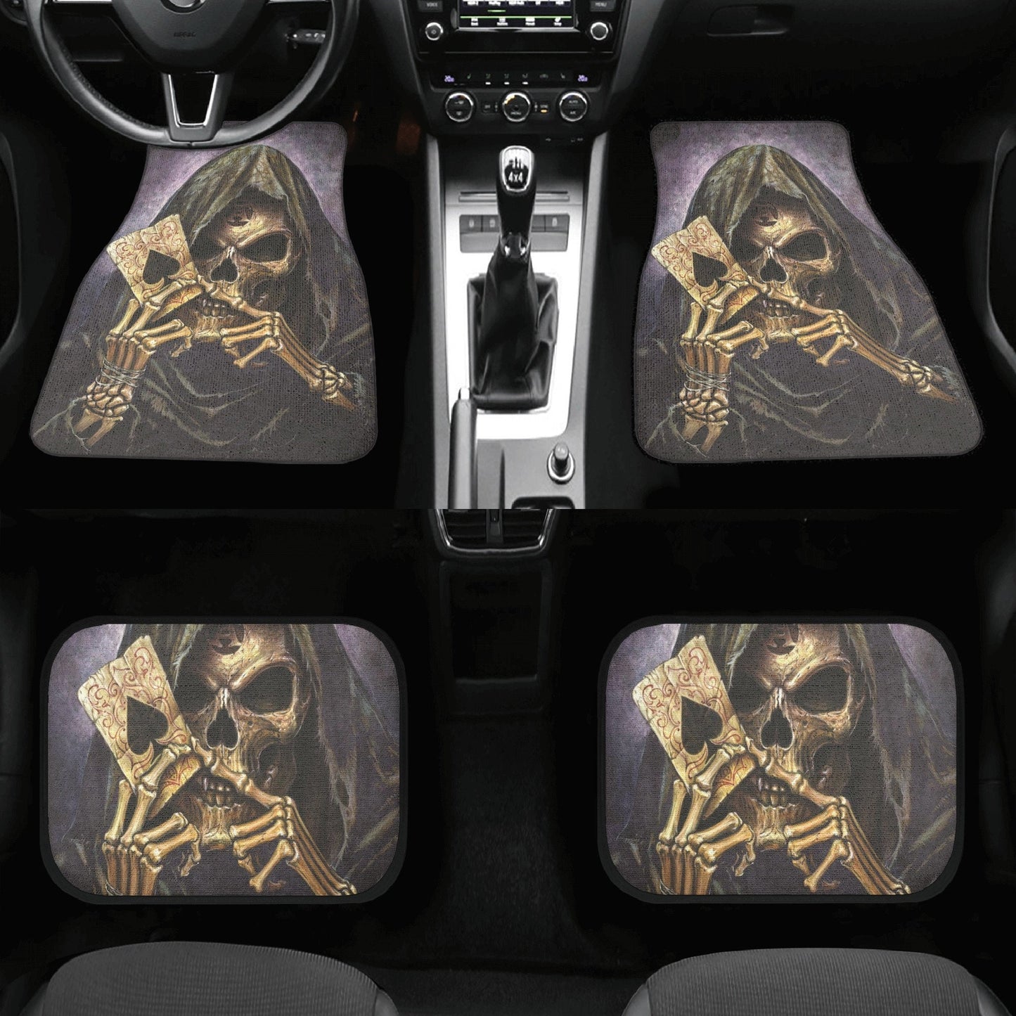 Grim reaper Skull Seat Cover for car, flower skull car mat, skull seat cover mat for car Horror evil car seat cover, skull mat cover for car