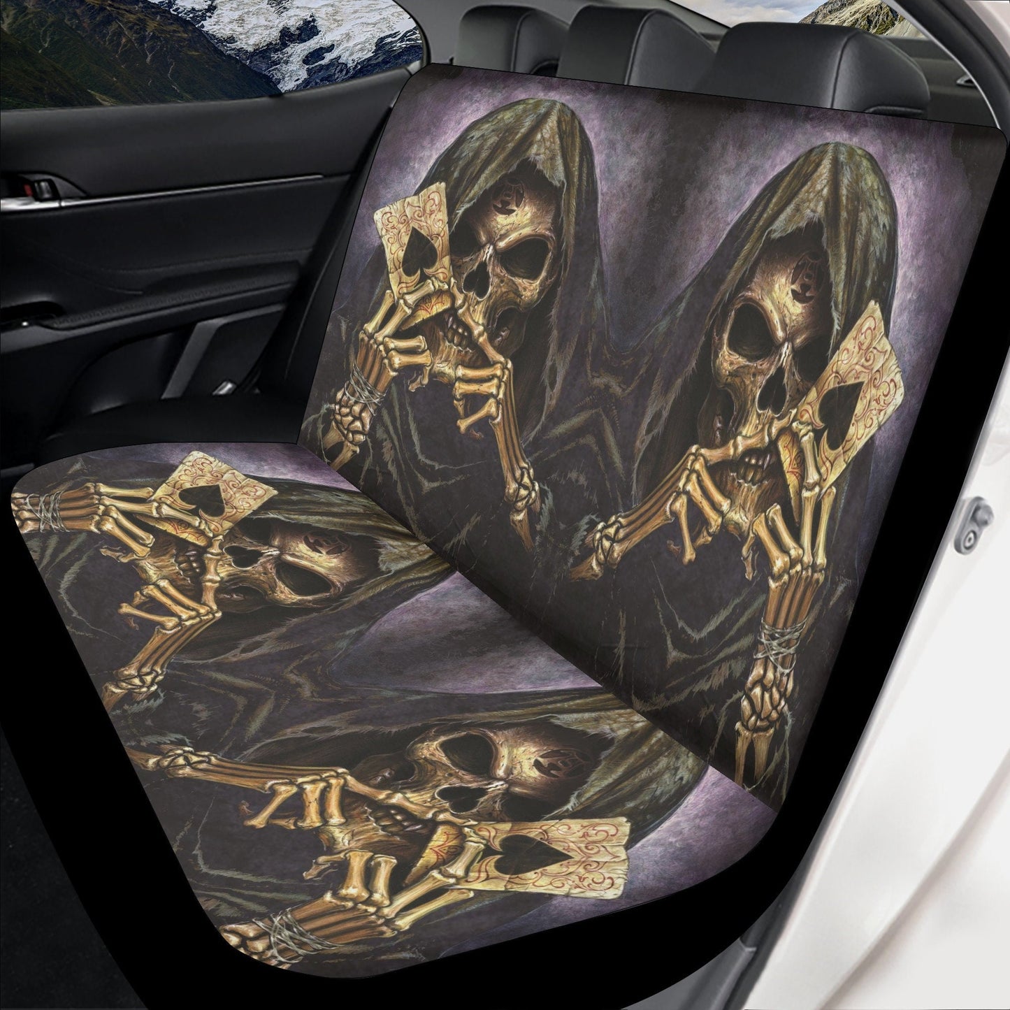 Grim reaper Skull Seat Cover for car, flower skull car mat, skull seat cover mat for car Horror evil car seat cover, skull mat cover for car