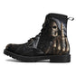 Grim reaper men women boots, Punisher horror gothic skull boots, Halloween skull boots, Skeleton skull grim reaper leather rose skull boots