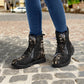 Grim reaper men women boots, Punisher horror gothic skull boots, Halloween skull boots, Skeleton skull grim reaper leather rose skull boots