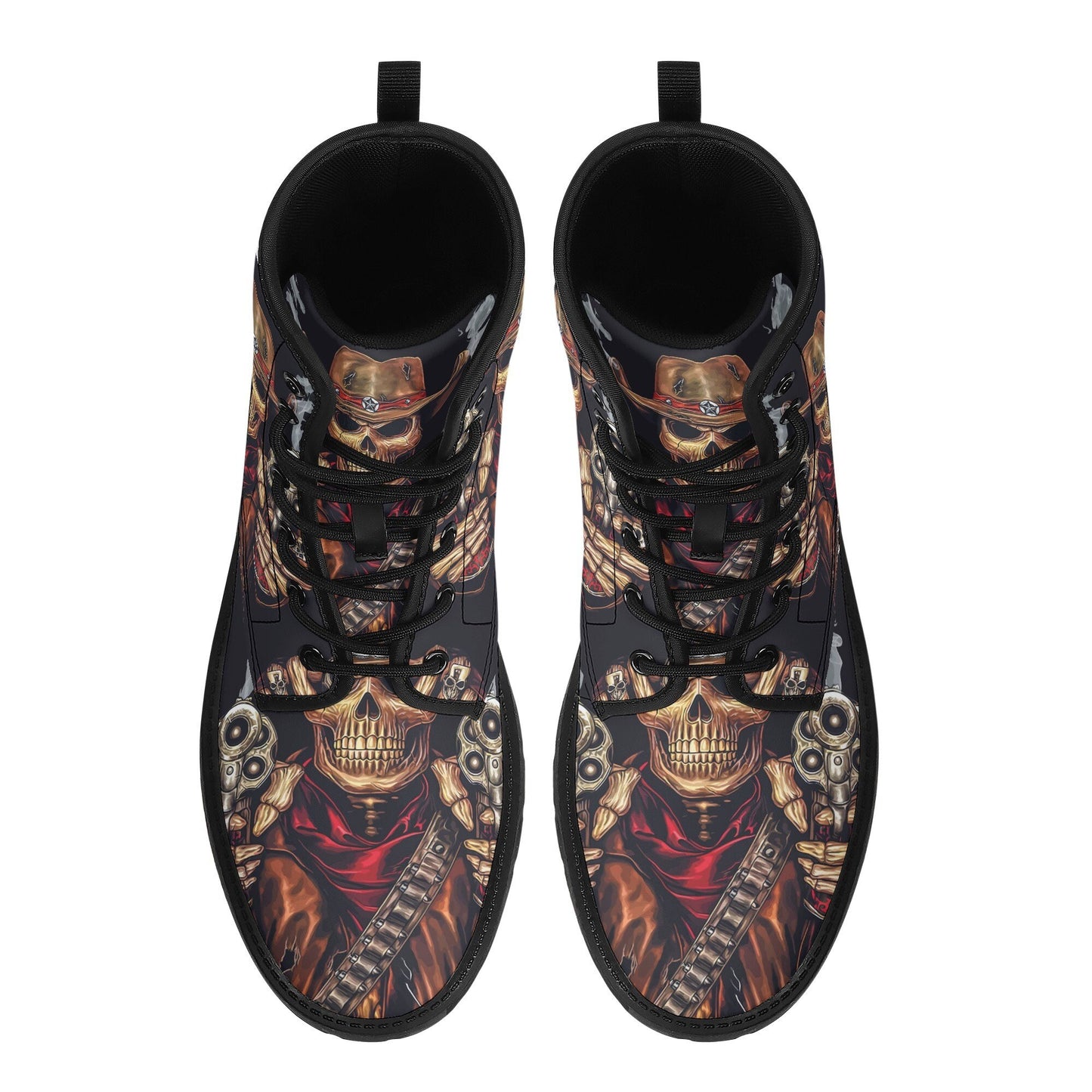 Grim reaper skull men women boots, Punisher horror gothic boots, Halloween skull boots, Skeleton skull grim reaper leather rose skull boots