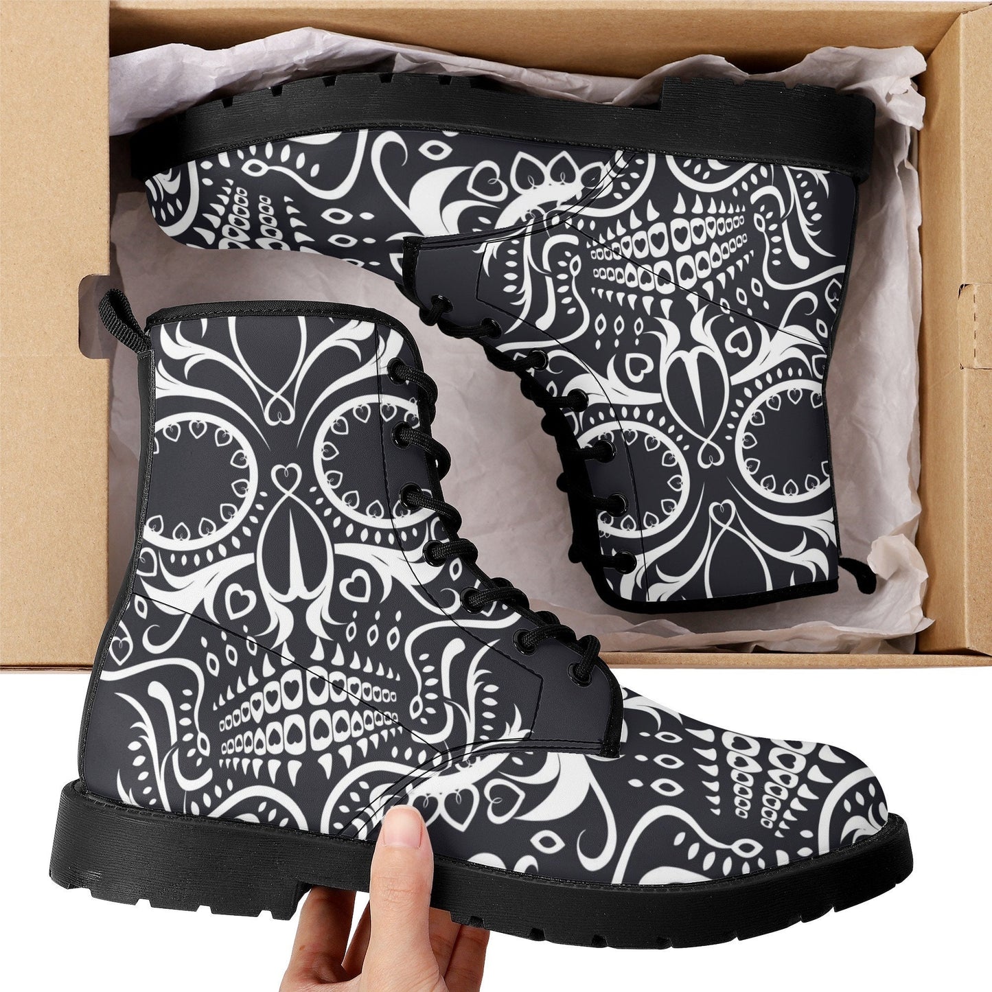 Sugar skull boots for men women, day of the dead skull boots, Candy halloween skull boots, sugar skull grim reaper leather rose skull boots