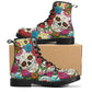 Mexico skull day of the dead leather boots, Sugar Calaveras skull boots men women, Dia de los muertos skull boots shoes, Candy skull boots