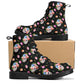 Floral skull day of the dead leather boots, Calaveras Sugar skull boots men women, Dia de los muertos skull boots shoes, Candy skull boots