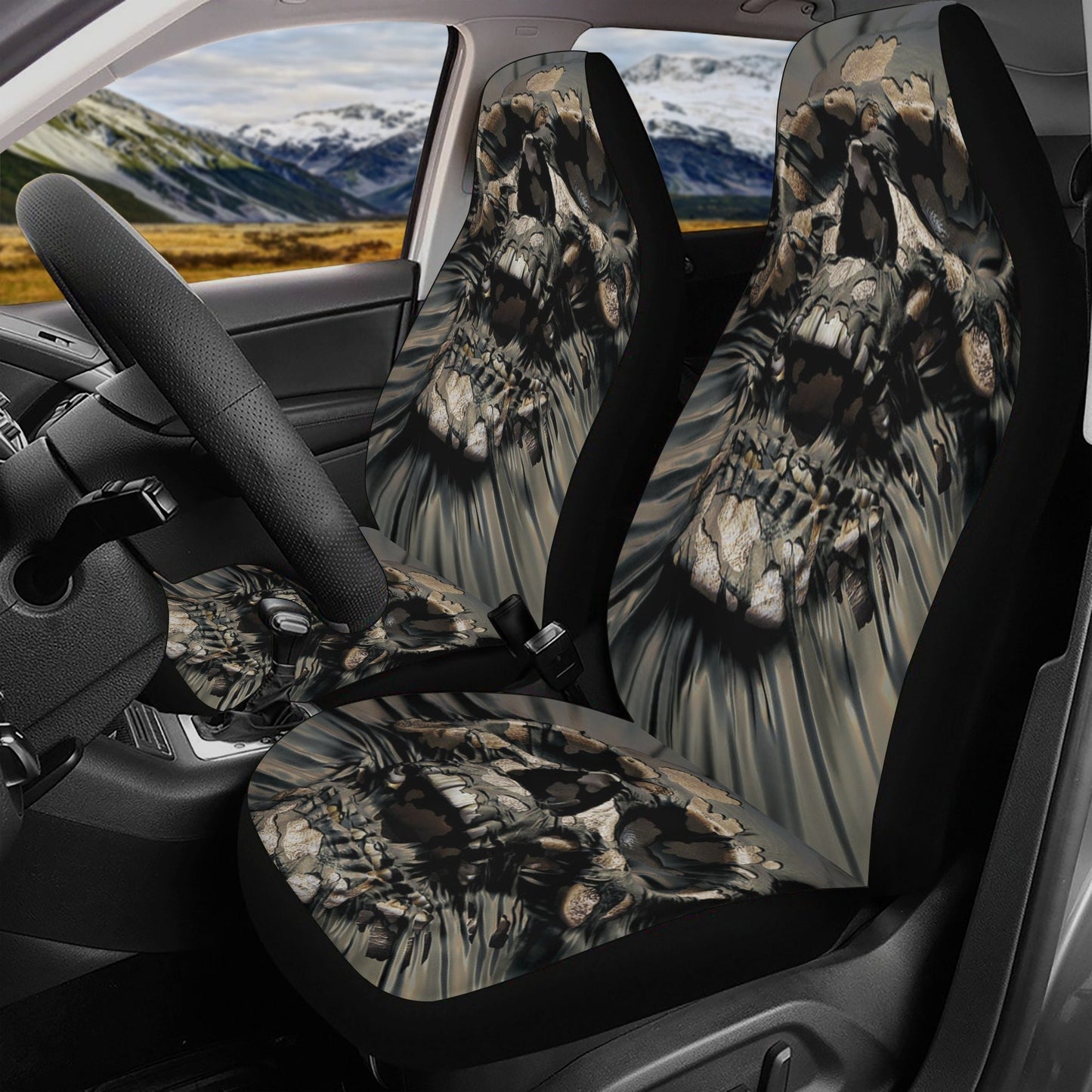 Horror skull seat cover for car, skull rug mat for car, Halloween skeleton car seat cover, Death ghost gothic skull car seat cover car mats