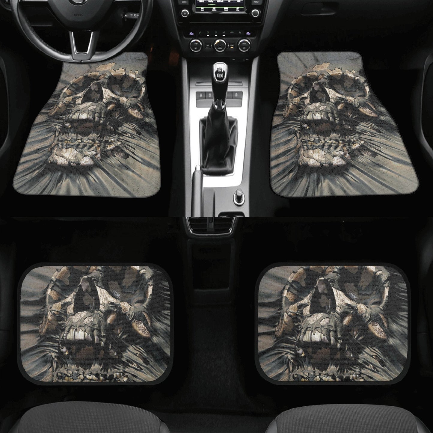Horror skull seat cover for car, skull rug mat for car, Halloween skeleton car seat cover, Death ghost gothic skull car seat cover car mats