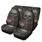 Floral skull seat cover for car, skull rug mat for car, Halloween skeleton car seat cover, Death floral gothic skull car seat cover car mats