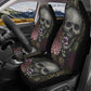 Floral skull seat cover for car, skull rug mat for car, Halloween skeleton car seat cover, Death floral gothic skull car seat cover car mats