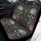 Floral skull seat cover for car, skull rug mat for car, Halloween skeleton car seat cover, Death floral gothic skull car seat cover car mats