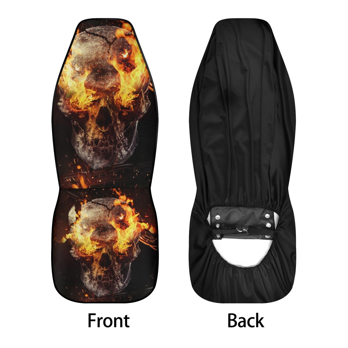 Flaming skull seat cover for car, skull in fire rug mat for car, Halloween fire skull car seat cover, gothic skull car seat cover car mats