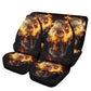 Flaming skull seat cover for car, skull in fire rug mat for car, Halloween fire skull car seat cover, gothic skull car seat cover car mats