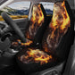 Flaming skull seat cover for car, skull in fire rug mat for car, Halloween fire skull car seat cover, gothic skull car seat cover car mats