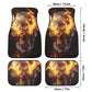 Flaming skull seat cover for car, skull in fire rug mat for car, Halloween fire skull car seat cover, gothic skull car seat cover car mats