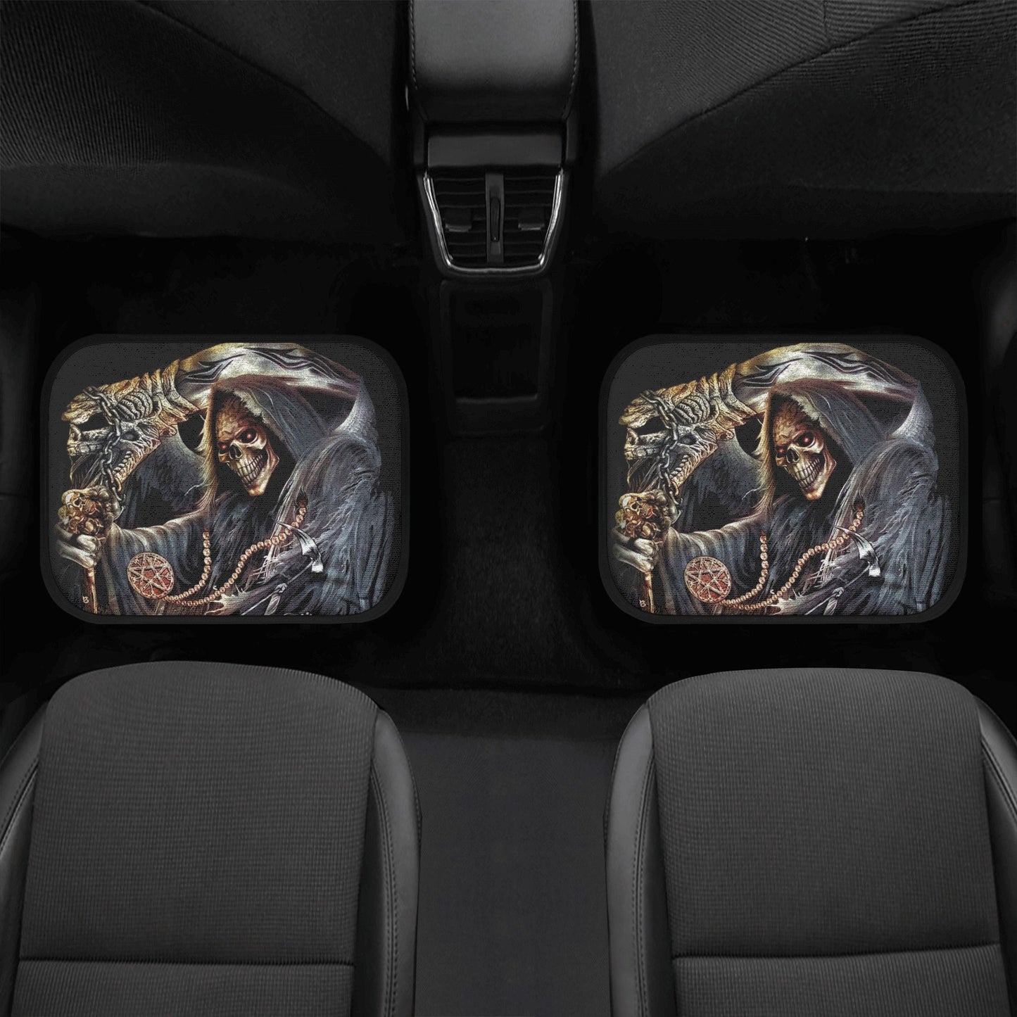 Grim reaper skull seat cover for car, skull rug mat for car, Halloween skeleton car seat cover, Death ghost skull car seat cover car mats