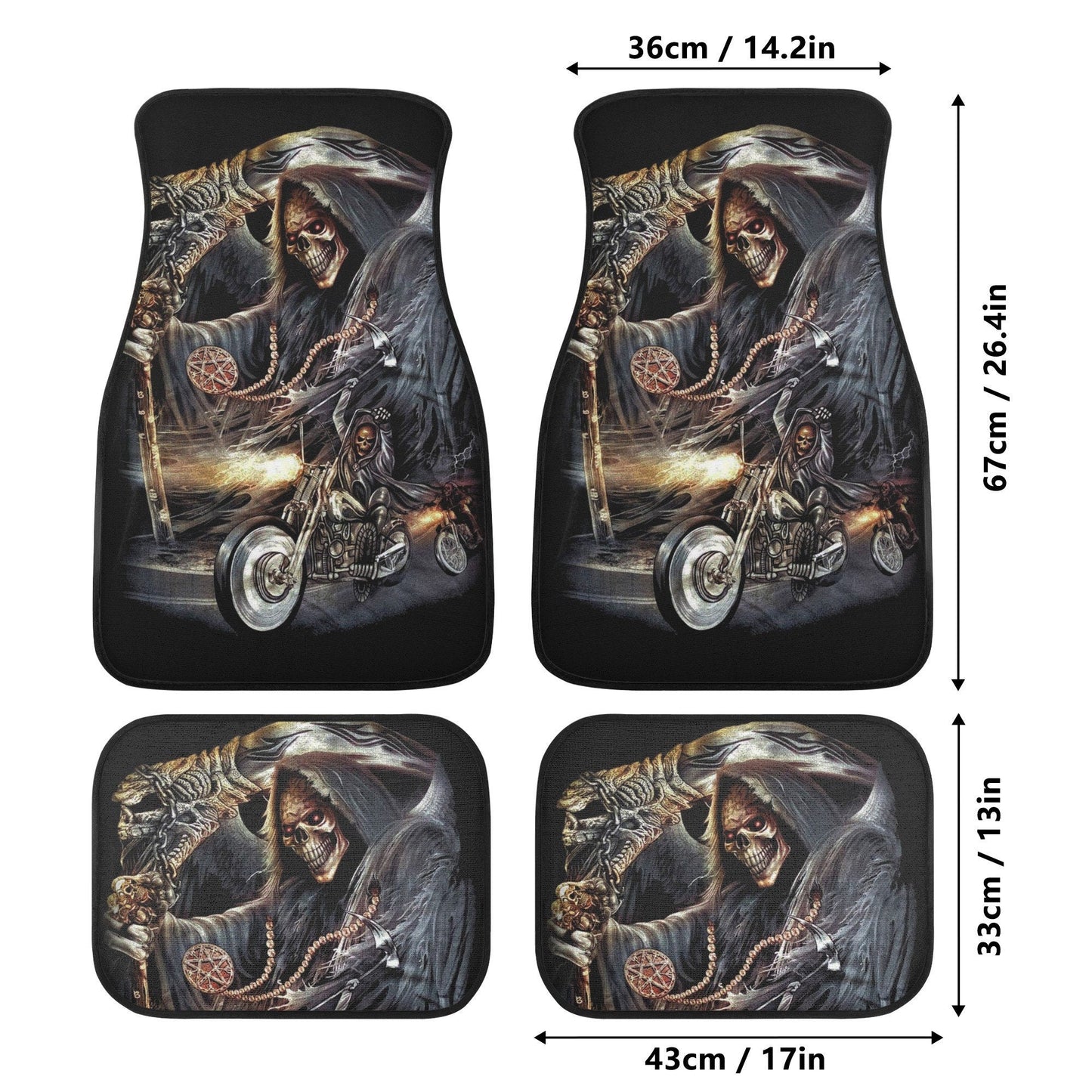 Grim reaper skull seat cover for car, skull rug mat for car, Halloween skeleton car seat cover, Death ghost skull car seat cover car mats