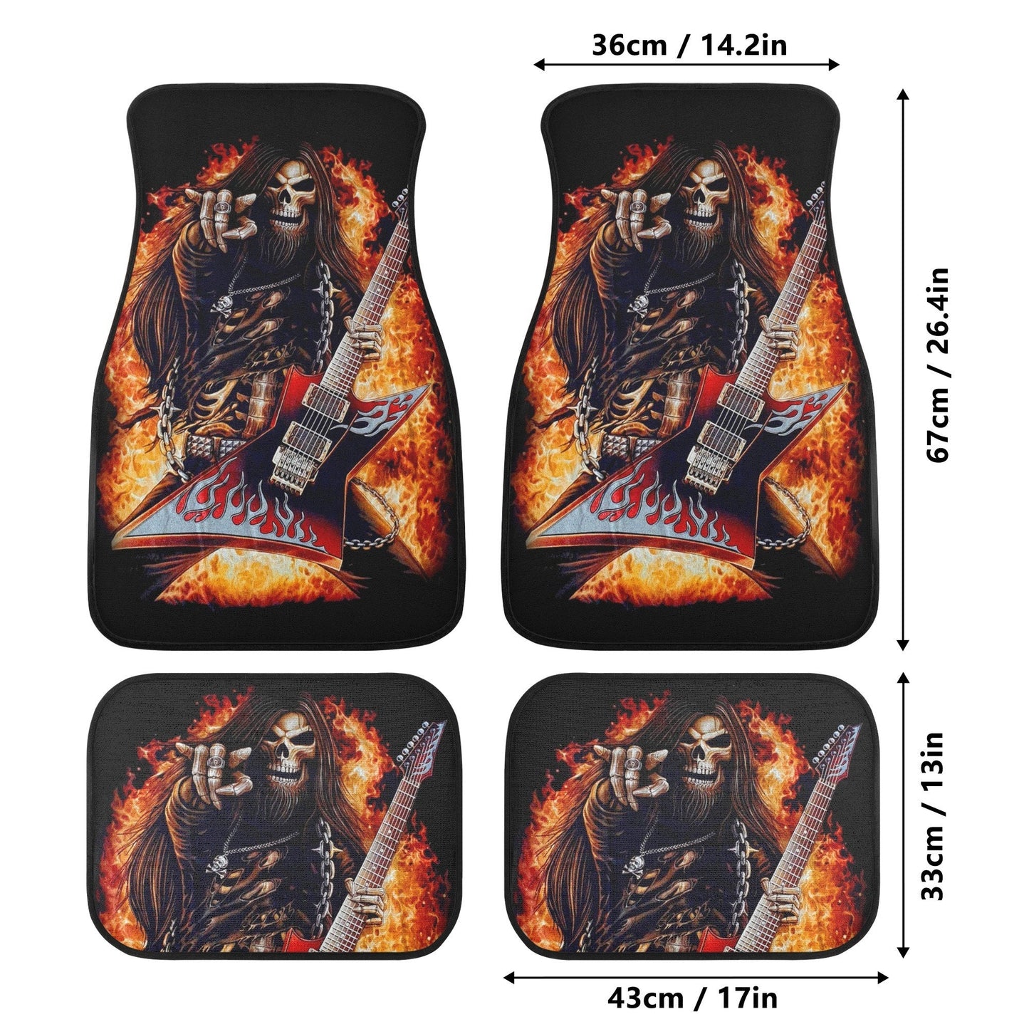 Skull Guitarist seat cover for car, grim reaper rug mat for car, Guitarist skeleton car seat cover ghost gothic skull car seat cover car mat