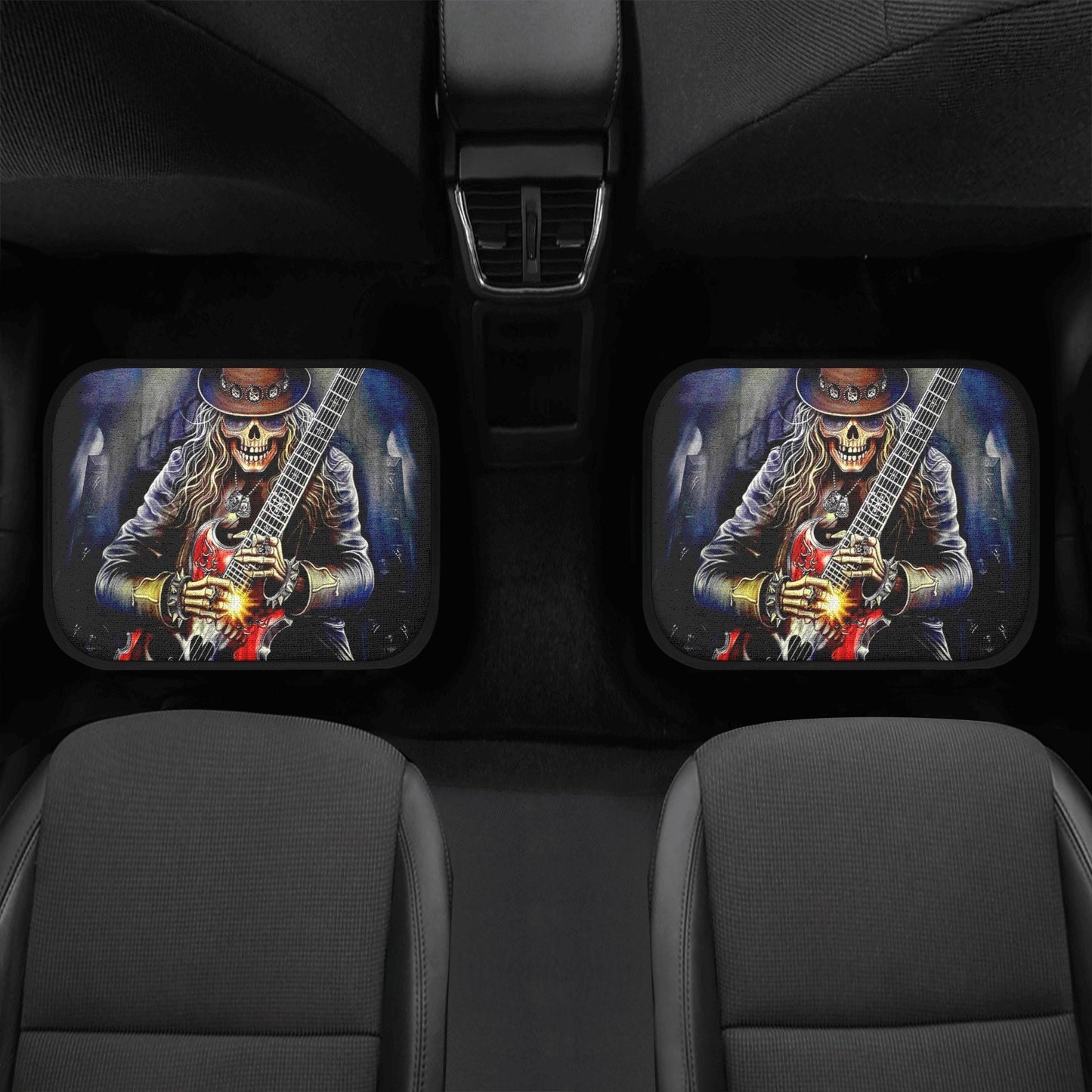 Skull Guitarist car seat cover mat, grim reaper rug mat for car, Guitarist gothic skull car seat cover Skeleton skull car seat cover car mat