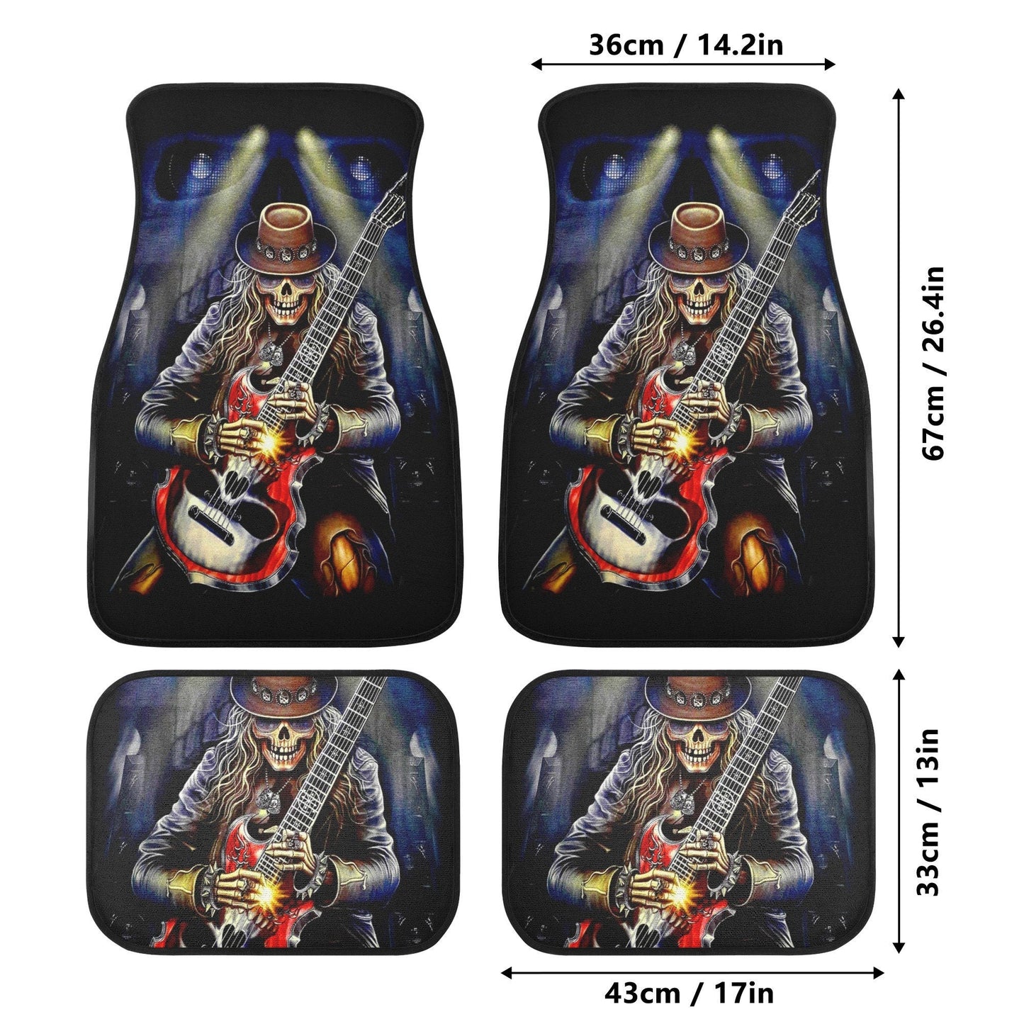 Skull Guitarist car seat cover mat, grim reaper rug mat for car, Guitarist gothic skull car seat cover Skeleton skull car seat cover car mat