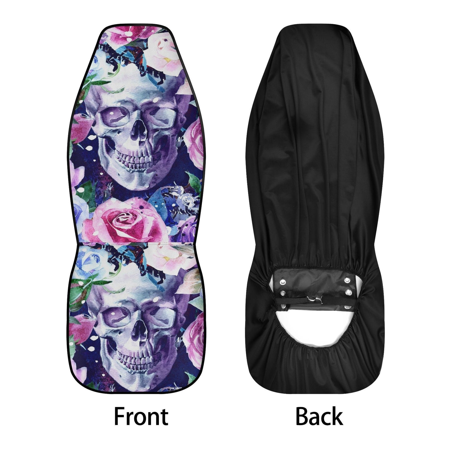 Floral skull car seat cover, rose skull rug mat for car, Halloween skeleton car seat cover, Death floral gothic skull car seat cover car mat