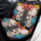 Beautiful skull car seat cover, skull rug mat for car Halloween skeleton car seat cover floral gothic skull car seat cover car mat protector