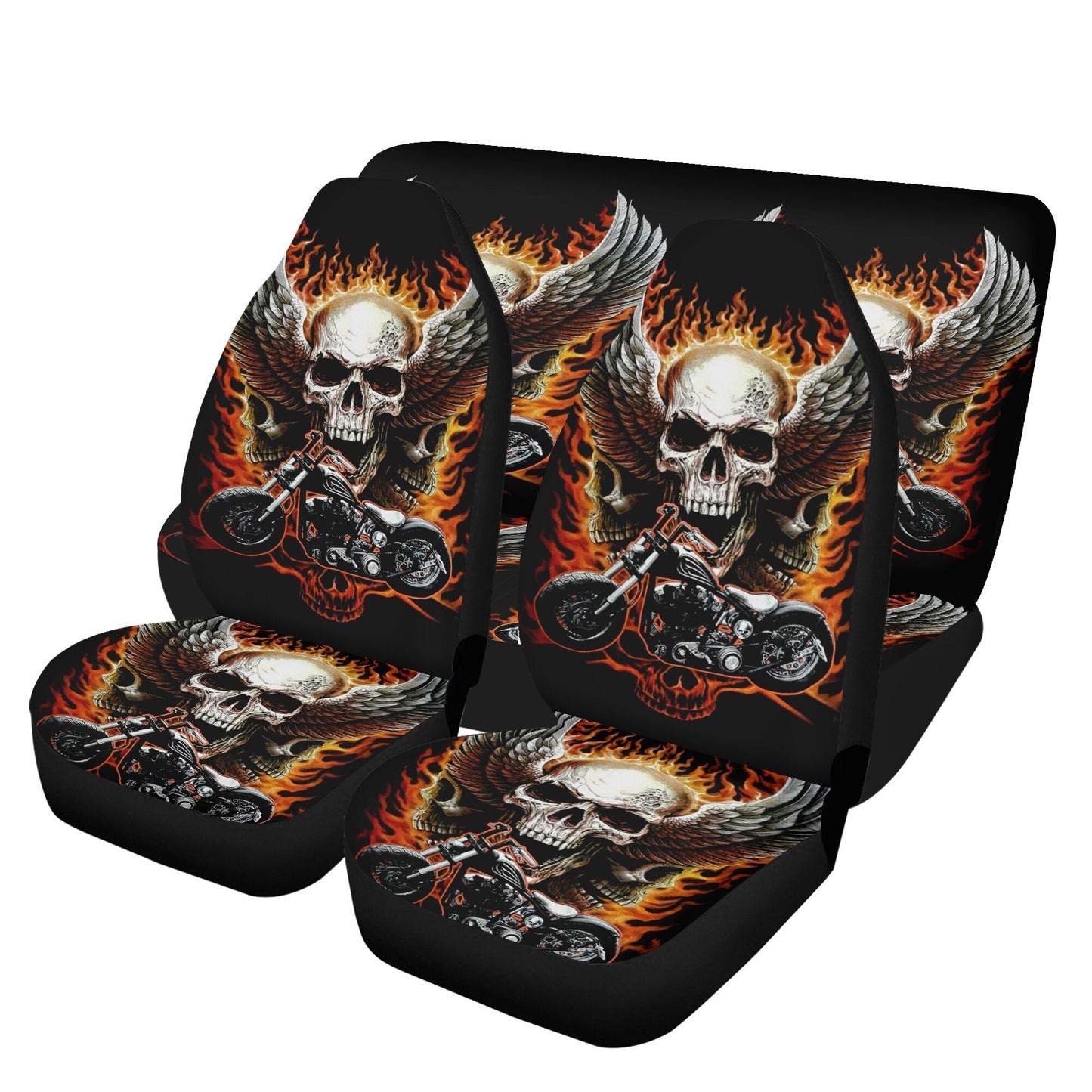 Motorcycle skull Car Seat Cover mat, Biker skull seat cover mat skeleton car seat cover, Death reaper skull seat protector cover mat for car