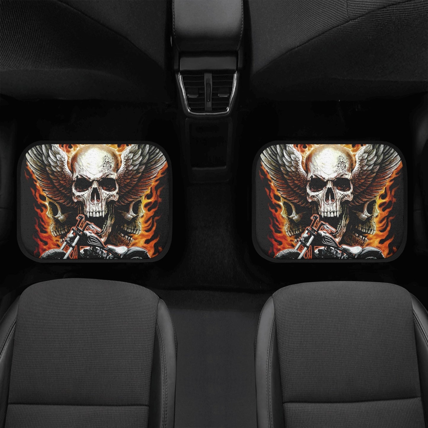 Motorcycle skull Car Seat Cover mat, Biker skull seat cover mat skeleton car seat cover, Death reaper skull seat protector cover mat for car