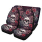Flower skull seat cover mat for car, Rose skull car seat cover mat Halloween car seat cover, Death skull seat protector cover mat for car