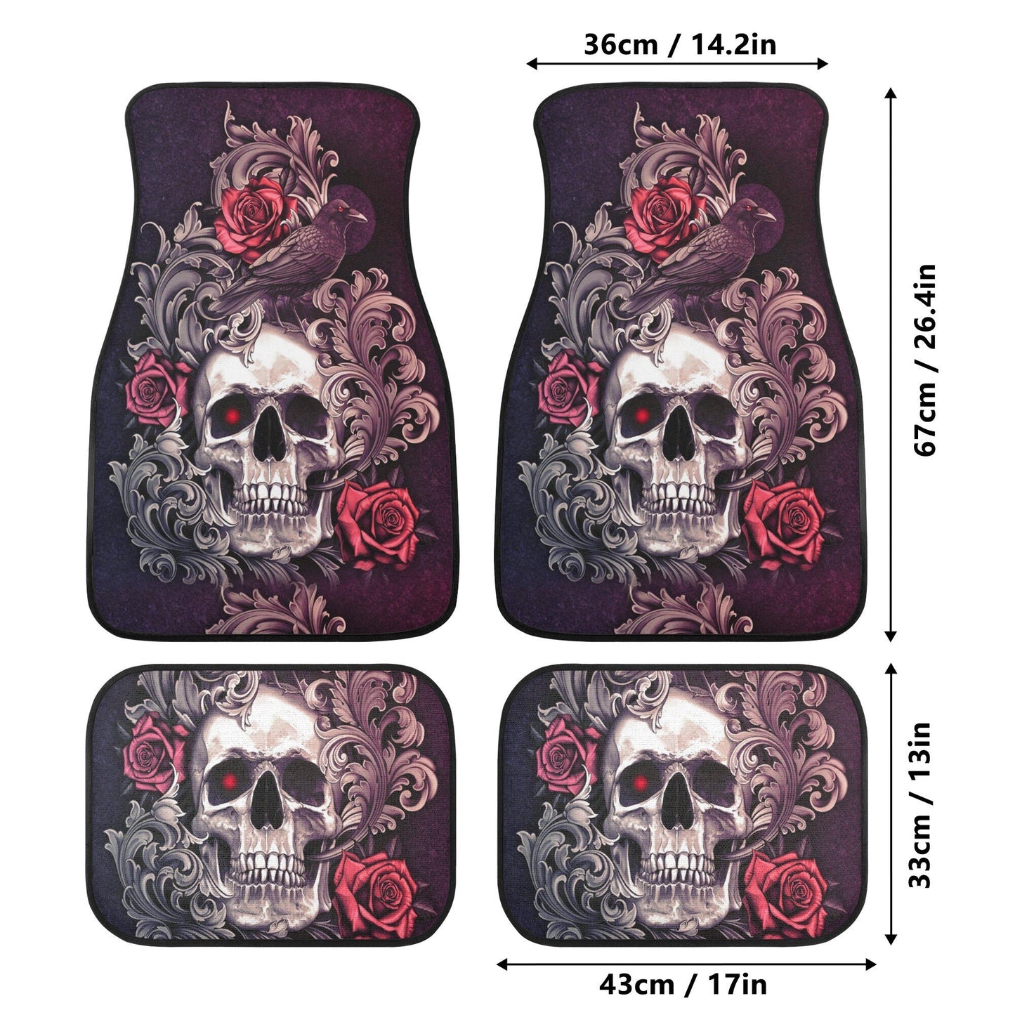 Flower skull seat cover mat for car, Rose skull car seat cover mat Halloween car seat cover, Death skull seat protector cover mat for car