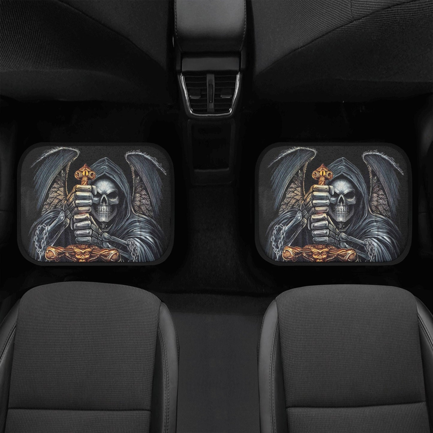 Grim reaper skull car seat cover, skull rug mat for car Halloween gothic car seat cover mat floral skull car seat cover car mat protector