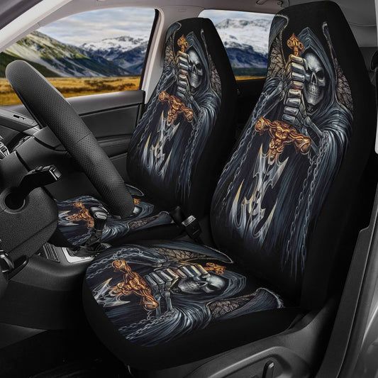 Grim reaper skull car seat cover, skull rug mat for car Halloween gothic car seat cover mat floral skull car seat cover car mat protector