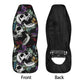 Floral skull car seat cover, rose skull rug mat for car, Halloween skeleton car seat cover, Death floral gothic skull car seat cover car mat