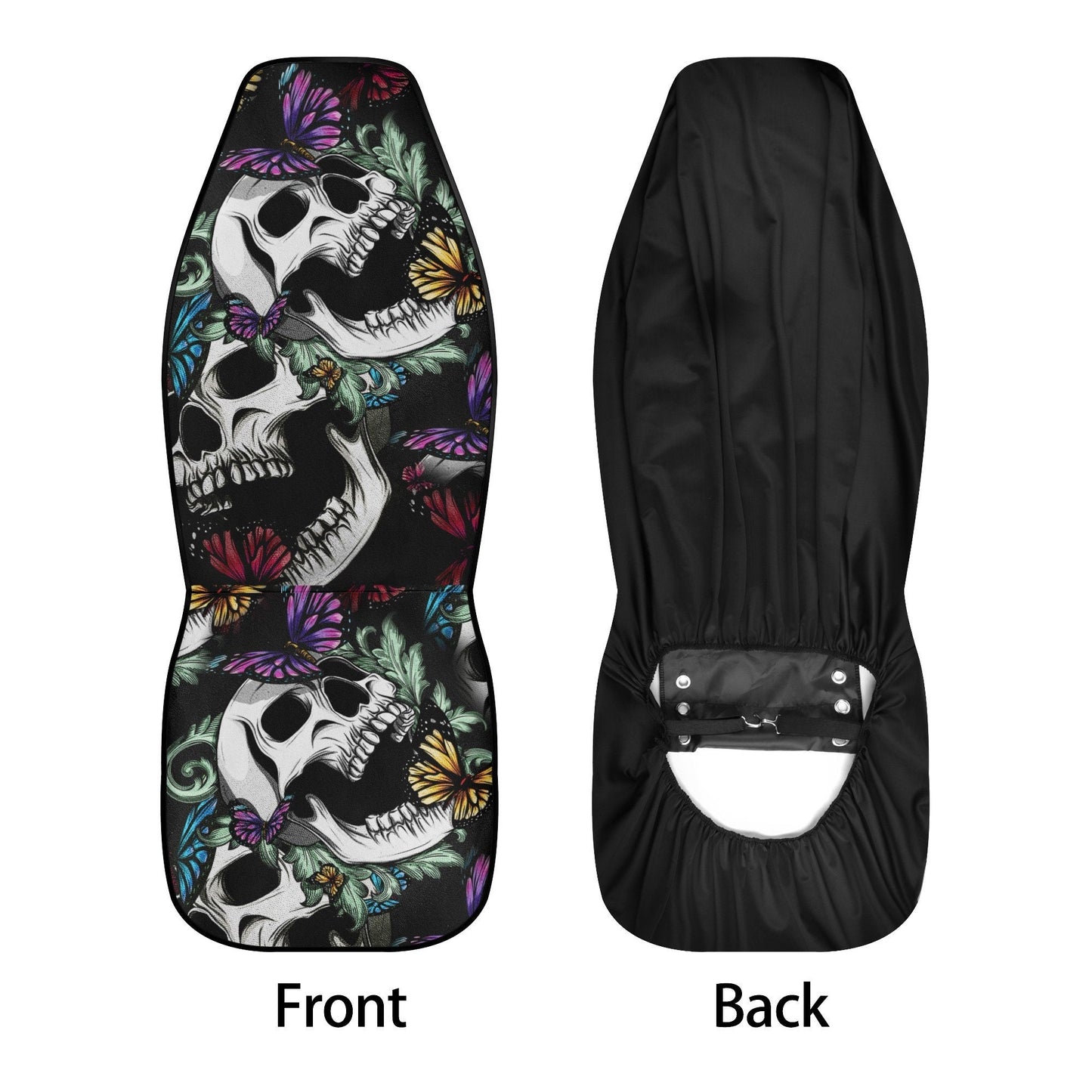 Floral skull car seat cover, rose skull rug mat for car, Halloween skeleton car seat cover, Death floral gothic skull car seat cover car mat